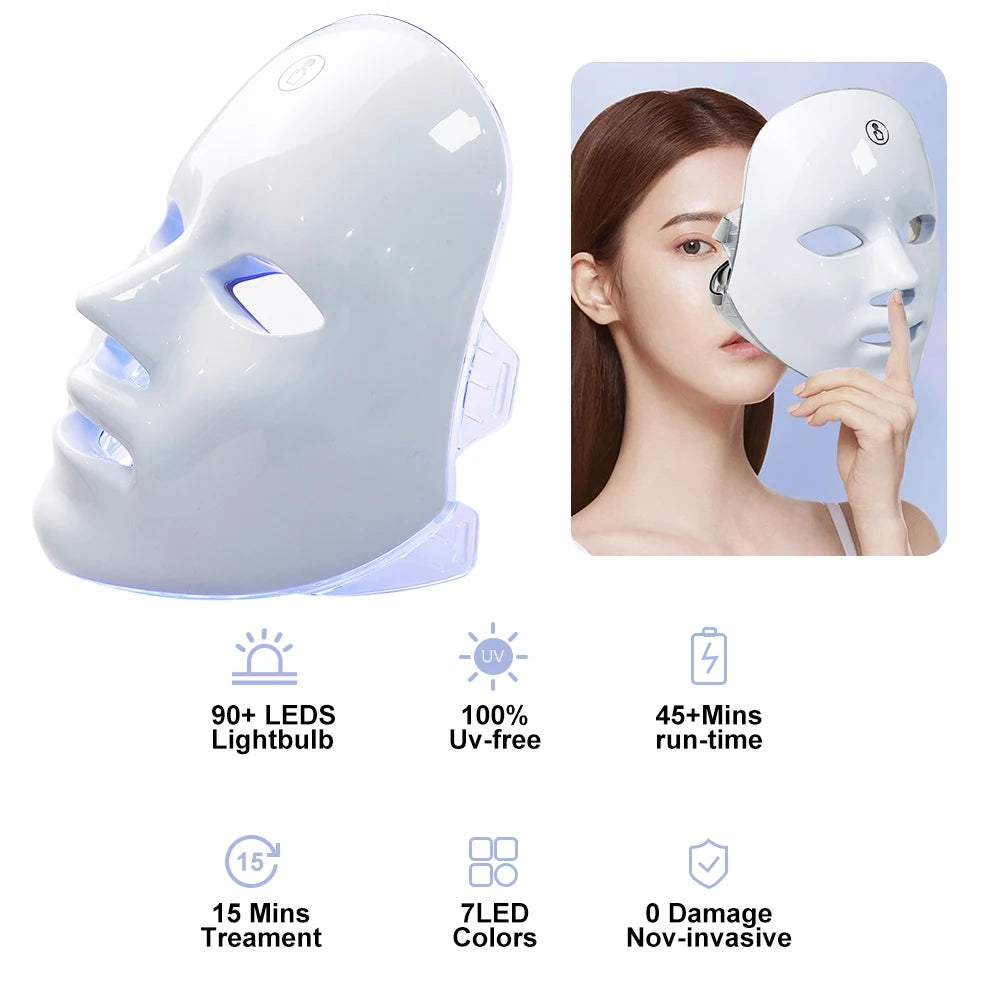 LumiSkin – Masque LED 7 Couleurs | Soin Visage Anti-Acné & Anti-Rides, Peau Lumineuse Instantanée