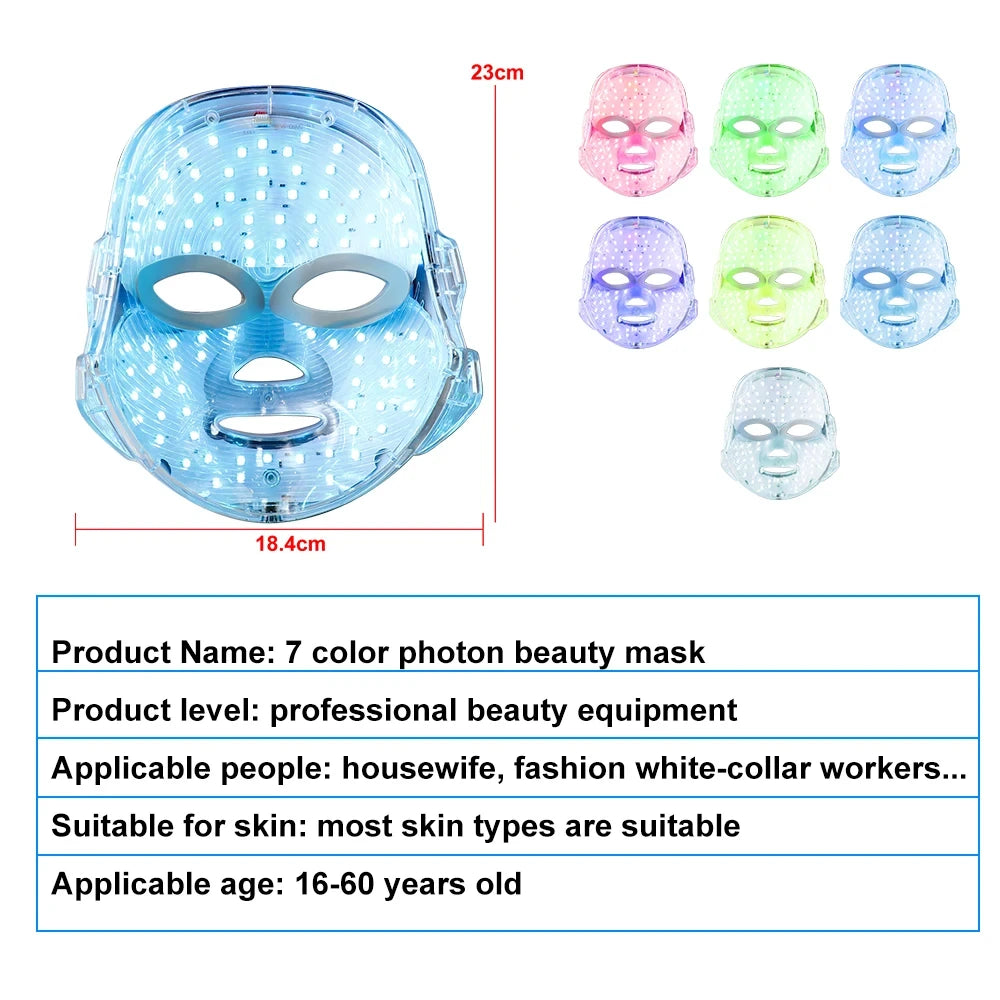 LumiSkin – Masque LED 7 Couleurs | Soin Visage Anti-Acné & Anti-Rides, Peau Lumineuse Instantanée